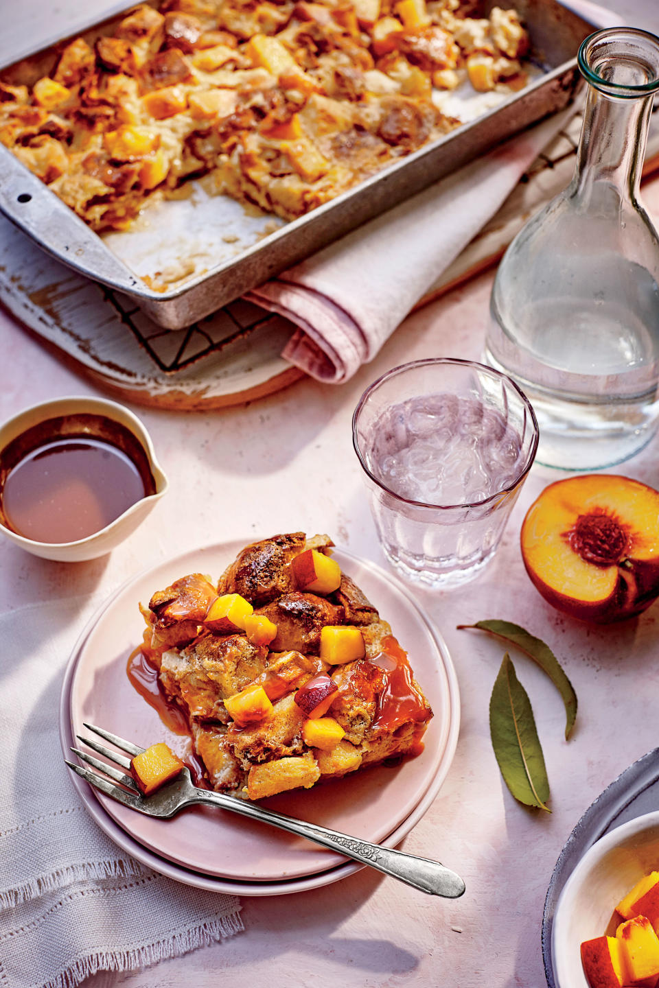 Peach Bread Pudding with Bourbon Caramel