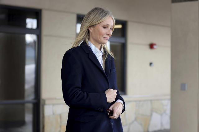 Actress Gwyneth Paltrow leaves Park City District Courthouse Thursday, March 30, 2023, in Park City, Utah. Gwyneth Paltrow has won her court battle over a 2016 ski collision at a posh Utah ski resort after a jury decided that the actor wasn’t at fault for the crash. The jury verdict comes Thursday in a packed court room in Park City, Utah.(Kristin Murphy/The Deseret News via AP)