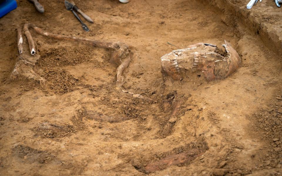 Archaeologists say the discovery of the skeleton shows soldiers who died in the battle were given proper burials - chris van houts@me.com 