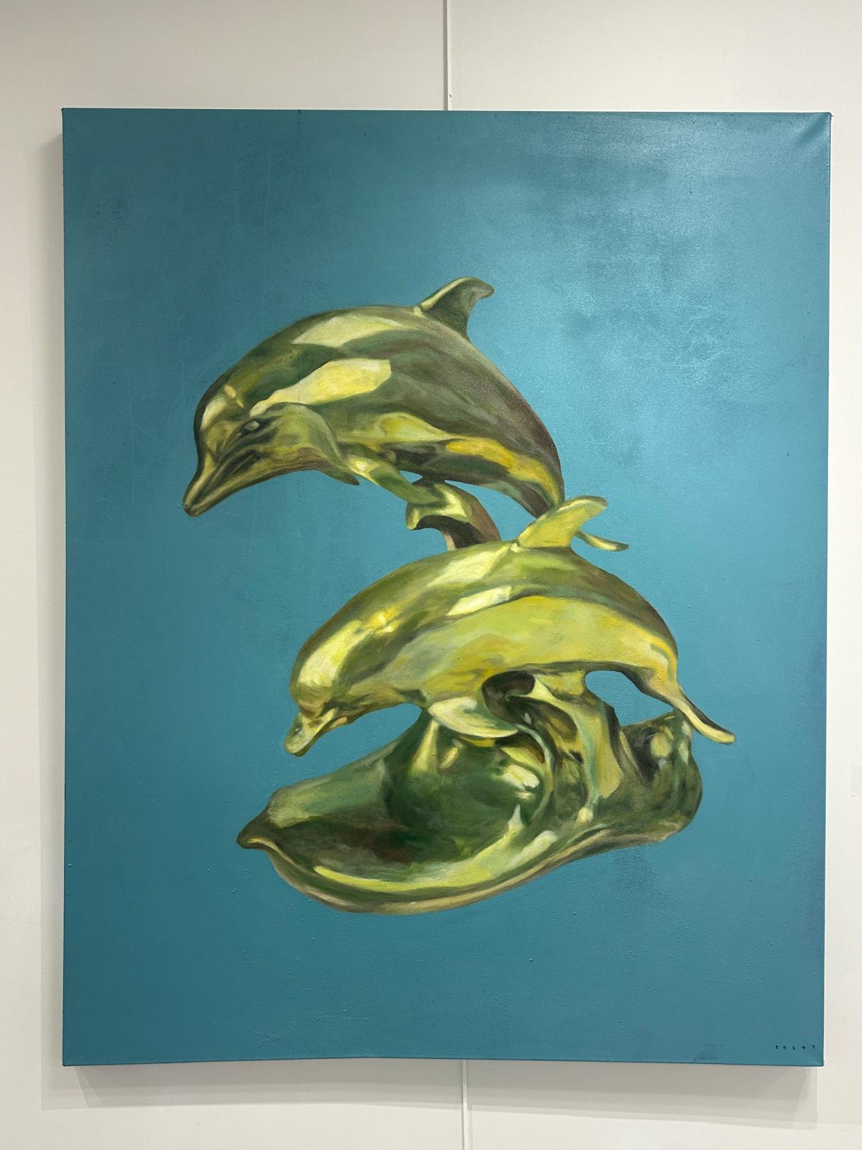 Gold Dolphins by Cosby Painter Hayes is part his solo exhibit at Tallahassee's Artport Gallery, running through May 15, 2024.