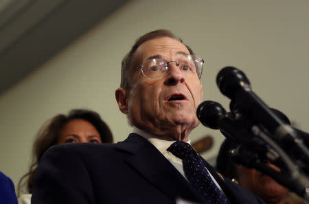 House Judiciary Committee Committee Chairman Jerry Nadler (D-NY) makes a statement with some of his colleagues after the House Judiciary Committee voted to hold U.S. Attorney General William Barr in contempt of Congress for not responding to a subpoena on Capitol Hill in Washington, U.S., May 8, 2019. REUTERS/Leah Millis