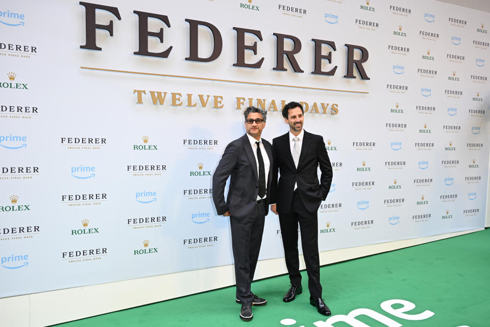 Asif Kapadia and Joe Sabia attend the "Federer: Twelve Final Days" Special Screening at the Odeon Luxe Leicester Square on June 13, 2024 in London, England.