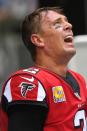 Atlanta Falcons quarterback Matt Ryan reacts as medical personel attend to him after injury against the Los Angeles Rams during the second half of an NFL football game, Sunday, Oct. 20, 2019, in Atlanta. (AP Photo/John Amis)