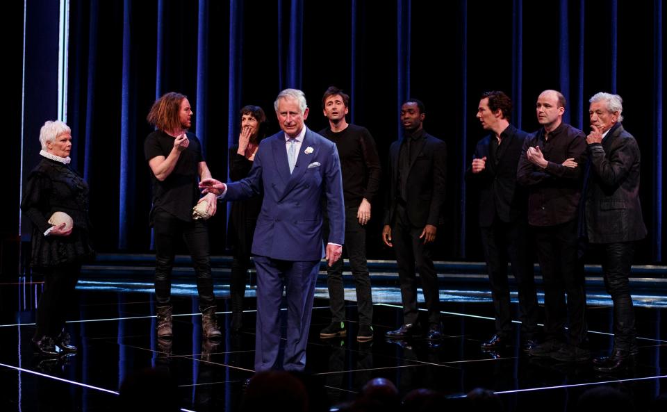 Prince Charles performs a sketch at Shakespeare Live
