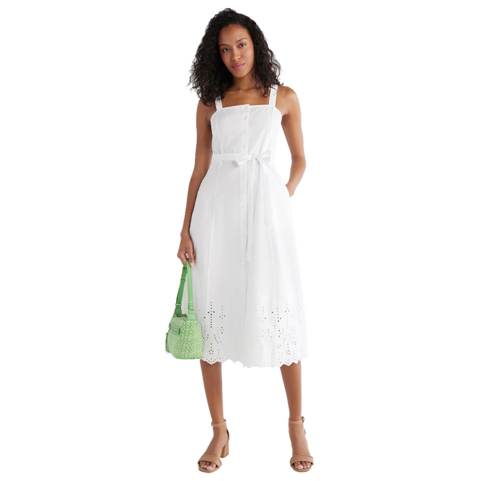 Time and Tru Women's Cotton Eyelet Button Front Dress