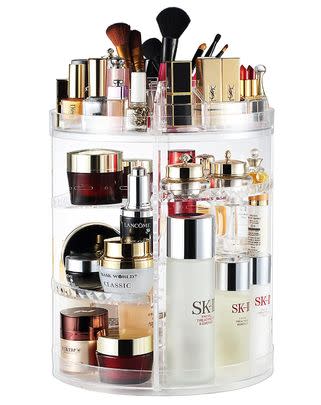 A large capacity rotating makeup organizer