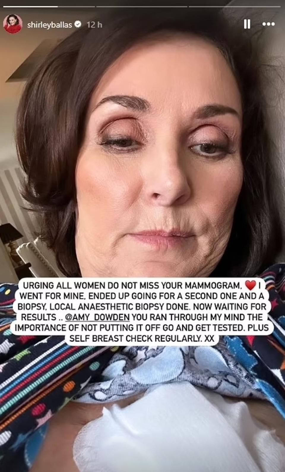 Ballas shared a health update on her Instagram Story (Instagram/Shirley Ballas)