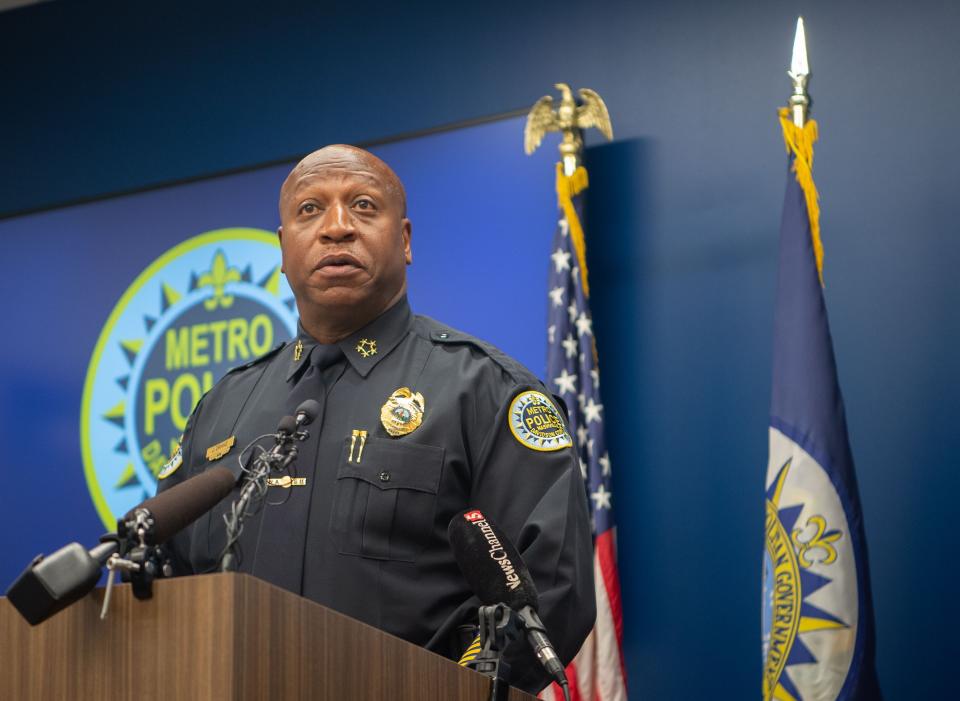 Metro Nashville Police Chief John Drake held a press conference at the MNPD headquarters to talk about the school safety protocols in Nashville, Tenn., Tuesday, Aug. 2, 2022.