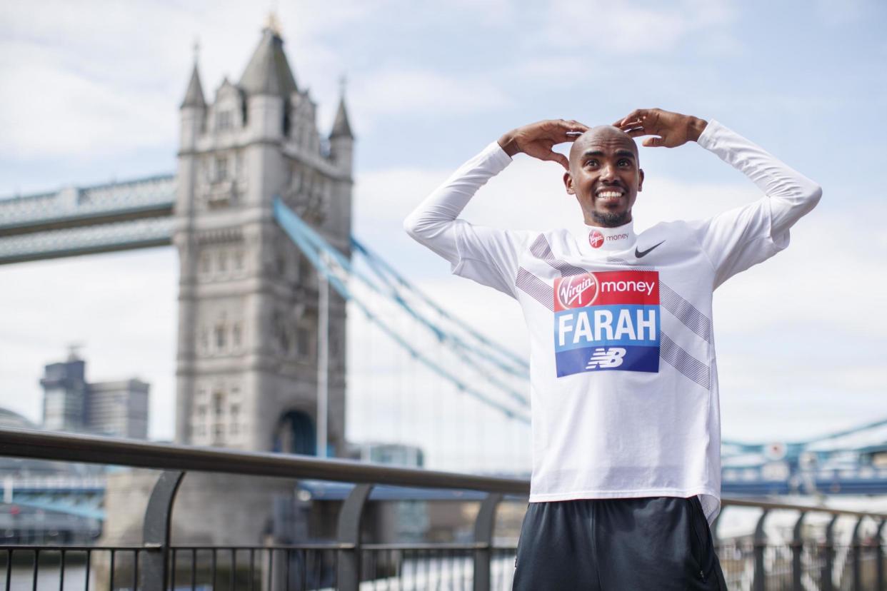 Running man: Mo Farah will be competing against one of the best fields ever assembled for the Virgin Money London Marathon on Sunday: AFP/Getty Images