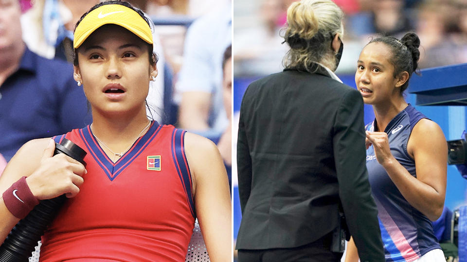 Leylah Fernandez and Emma Raducanu, pictured here in the US Open final.