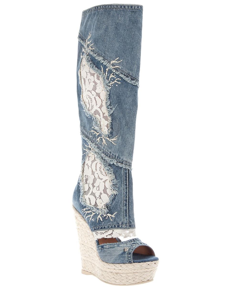 Gianmarco Lorenzi Knee-High Denim Boots, 2012