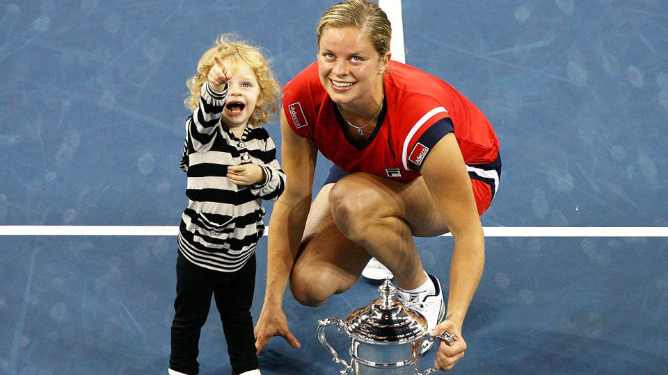 Kim Clijsters and daughter Jada, pictured here after her US Open triumph in 2009.