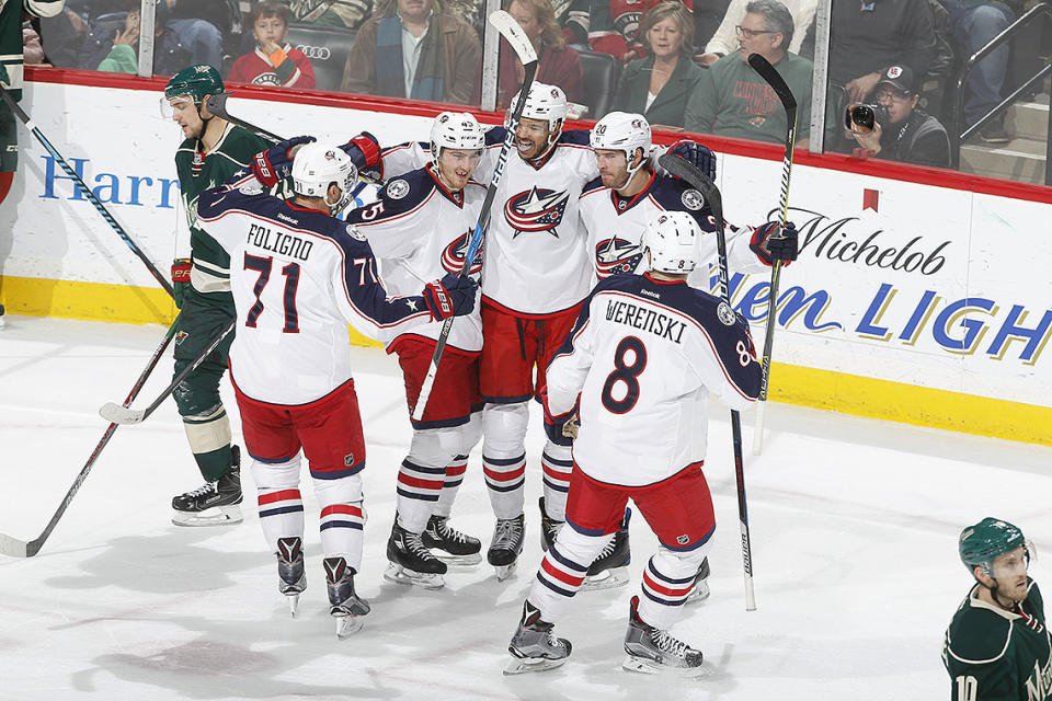<p>The Blue Jackets beat the Wild 4-2 en route to a 16-game winning streak, the second-longest streak in NHL history. (Getty Images) </p>