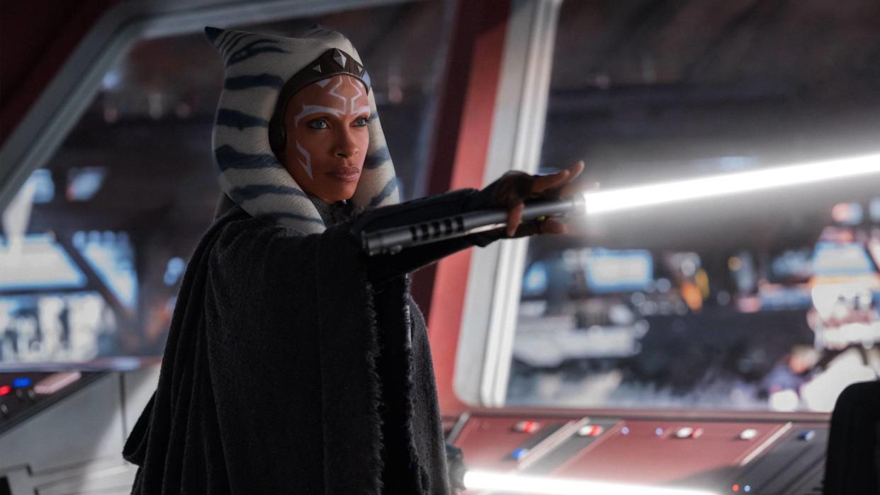  Rosario Dawson as Ahsoka Tano and Hayden Christensen as Anakin Skywalker 