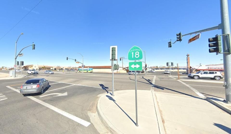 The intersection of Highway 18 and Quinnault Road in Apple Valley, pictured in a Google Street View image.