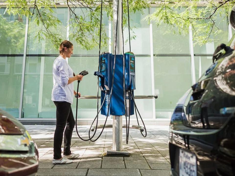 A 'Flo' curbside EV charger in Montreal. CREDIT: AddEnergie