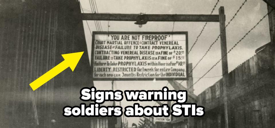 a sign outside warning soldiers about STIs