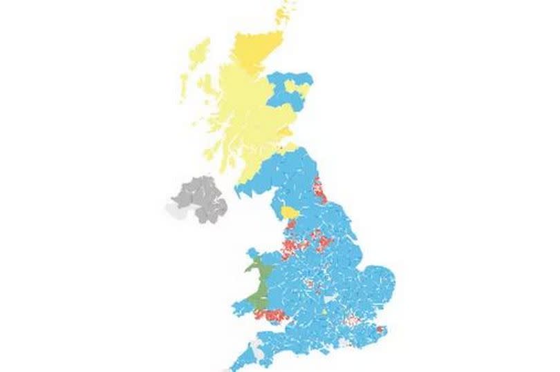 Election map following the 2019 vote