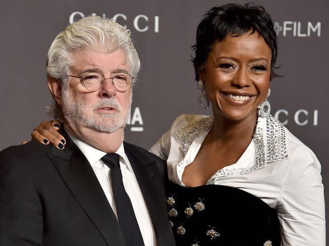 <p>Gregg DeGuire/WireImage</p> George Lucas and Mellody Hobson arrive at the 2018 LACMA Art + Film Gala on November 3, 2018 in Los Angeles, California.