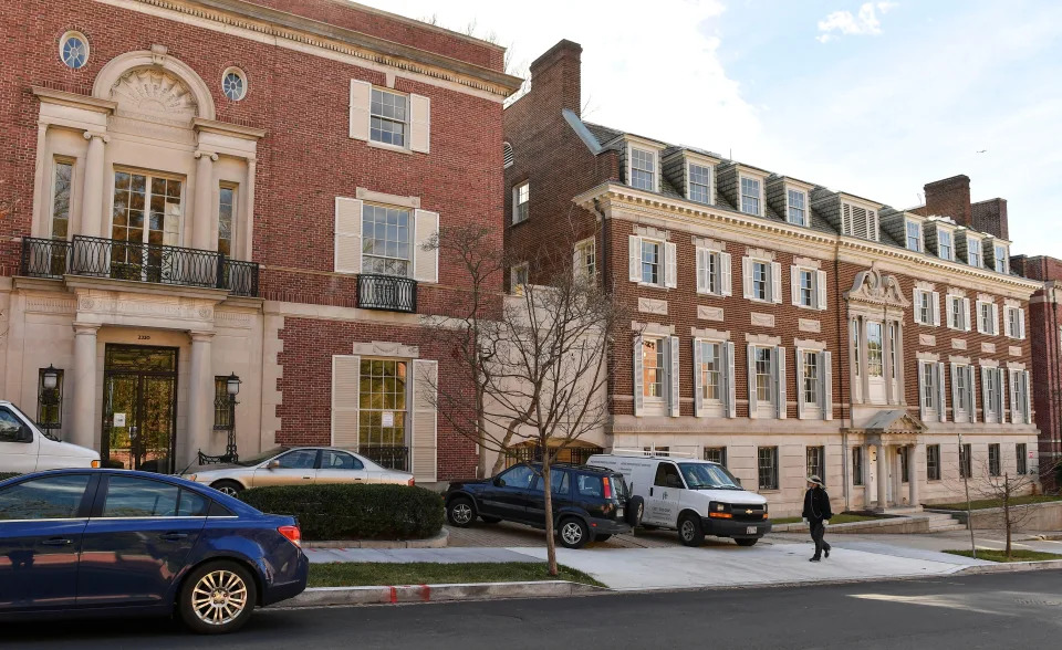 Jeff Bezos' red-brick mansion in the Kalorama neighborhood of Washington DC.