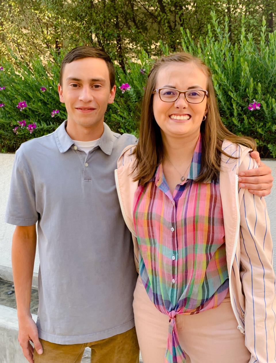 Tal Anderson (right) poses with Keir Gilchrist, who plays main character Sam on the Netflix series "Atypical."