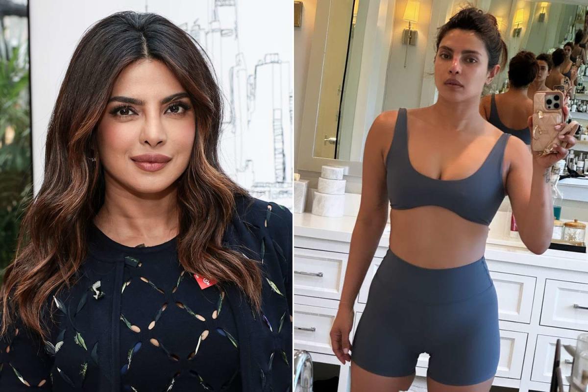 Priyanka Chopra Poses in Sports Bra and Shorts for Mirror Selfie