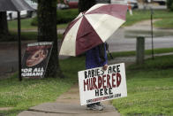 Anti-abortion advocate Clifton Boje, from Bonner Springs, Kan., stands outside the Planned Parenthood clinic in Overland Park, Kan., Friday, June 24, 2022. The Supreme Court has ended constitutional protections for abortion that had been in place nearly 50 years in a decision by its conservative majority to overturn Roe v. Wade. (AP Photo/Charlie Riedel)