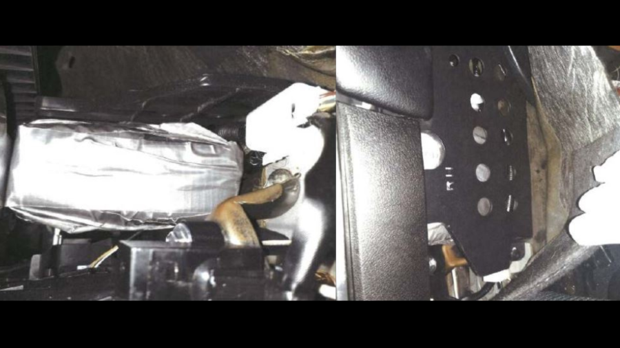 Modifications made to "trap cars" used by a drug trafficking ring to transport narcotics from Mexico to the United States. (U.S. Attorney's Office)