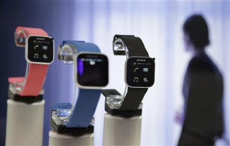 Sony's SmartWatch is on display during a press preview day before the official start of the IFA consumer electronics fair in Berlin, August 30, 2012. REUTERS/Tobias Schwarz