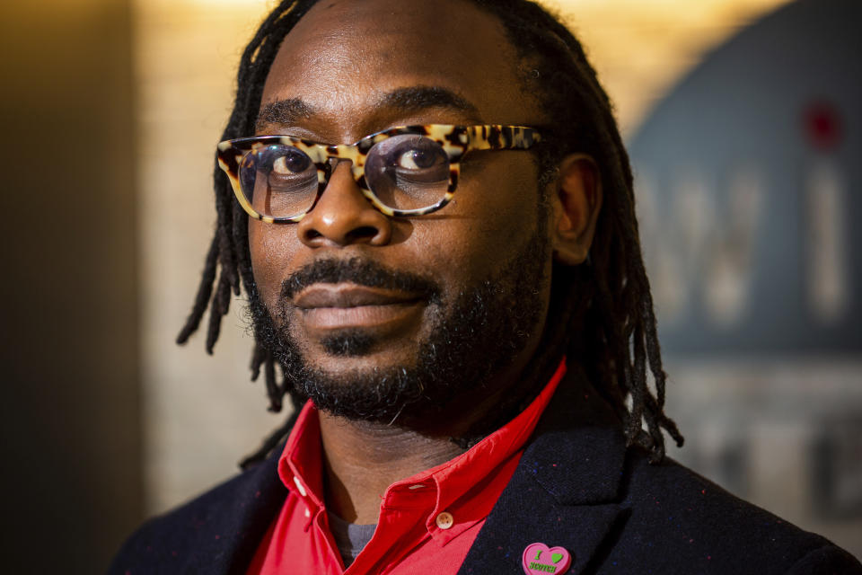 This Feb. 7, 2020 photo released by Wide Eyed Studios shows James Ijames, winner of the Pulitzer Prize for Drama for his work "Fat Ham." (Ashley Smith/Wide Eyed Studios via AP)