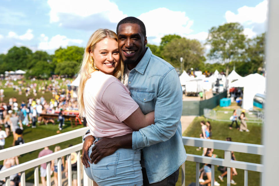 Iskra Lawrence and her boyfriend Philip Payne have become parents, pictured here at the NYC's Governors Ball May 2019. (Getty Images)