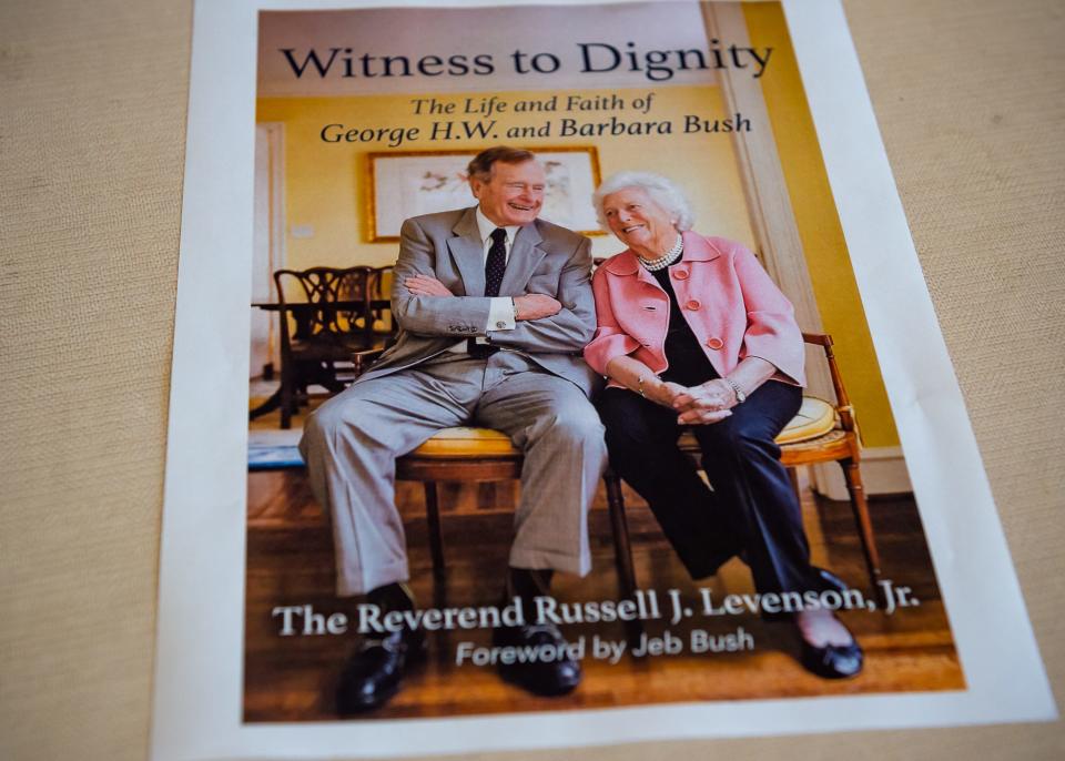 Rev. Russell Levenson, George H.W. Bush's and Barbara Bush's priest, pastor, and friend speaking at The Episcopal Church of the Ascension about the release of his book, Witness to Dignity. Wednesday, March 15, 2023.