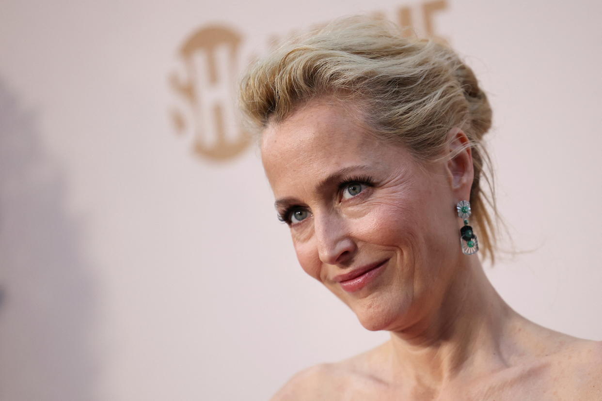 Gillian Anderson poses during a premiere for the television series The First Lady in Los Angeles, California, U.S., April 14, 2022. REUTERS/Mario Anzuoni     TPX IMAGES OF THE DAY