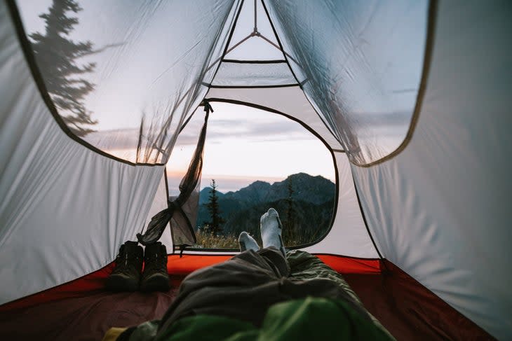 Backpackers Morning View From Inside Camp Tent