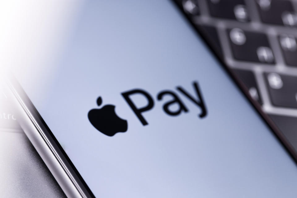 Image of Apple Pay logo on an iPhone