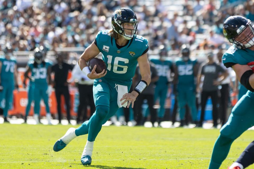 Jaguars quarterback Trevor Lawrence has had a rushing touchdown each of the past two weeks.