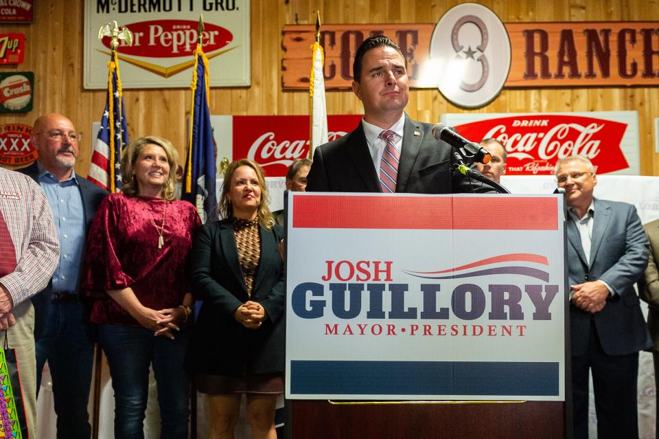 Josh Guillory celebrates his election with friends and family. Saturday, Nov. 16, 2019. Jamie Guillory (black jacket, left) looks on in support.