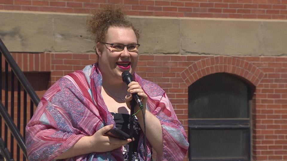 Anastasia Preston from PEERS Alliance was one speaker at the rally on Friday and said she was happy to bring together people for a moment of queer joy.