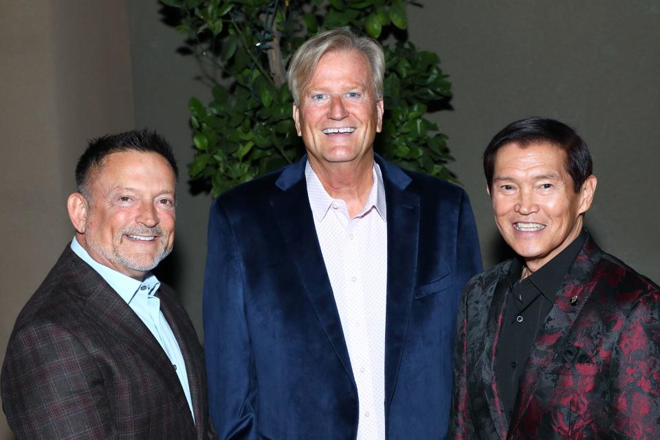 Douglas Fregolle, Allan Ames and Cary Lowe attend the McCallum Theatre's annual gala on Dec. 6, 2023.