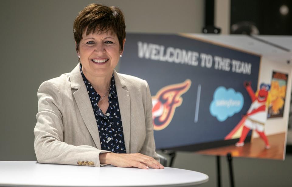Allison Barber, new President and Chief Operating Officer of the Indiana Fever, Bankers Life Fieldhouse, Indianapolis, Thursday, May 9, 2019. 