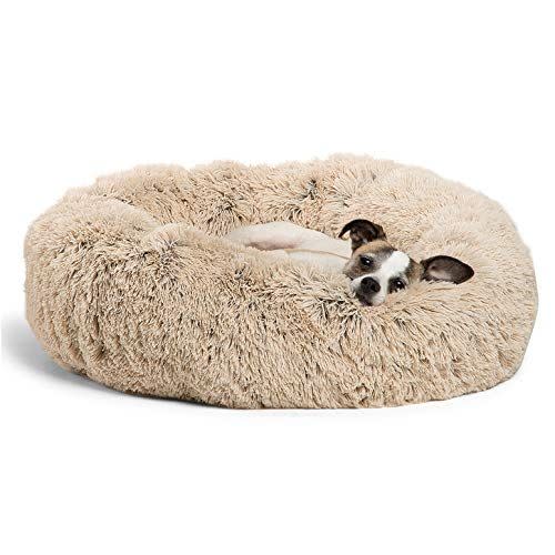 4) Calming Donut Cat and Dog Bed in Shag Fur