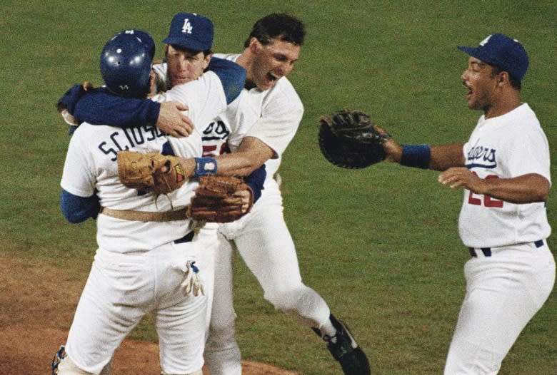 Orel Hershiser and the Dodgers had a lot to celebrate in 1988. (AP)