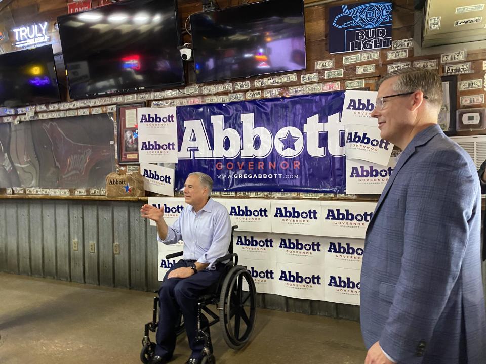 Greg Abbott at an event on Nov. 3, 2022. / Credit: CBS News