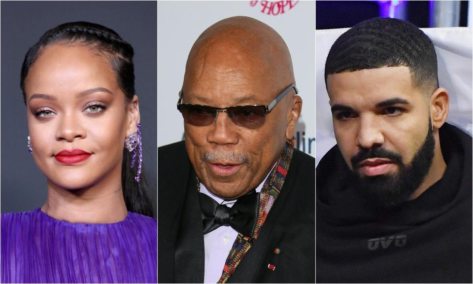 Rihanna, Quincy Jones and Drake are among the many musicians and music industry members participating in Blackout Tuesday, an effort to draw attention to racism and inspire change that began in response to the death of George Floyd.