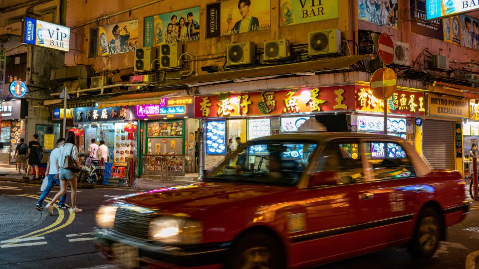 A taxi is passing through Jordan, in Hong Kong, China on May 24, 2024. - Noemi Cassanelli/CNN
