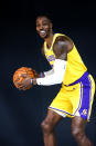 Los Angeles Lakers center Dwight Howard poses for photos during the NBA basketball team's media day in El Segundo, Calif., Friday, Sept. 27, 2019. (AP Photo/Ringo H.W. Chiu)