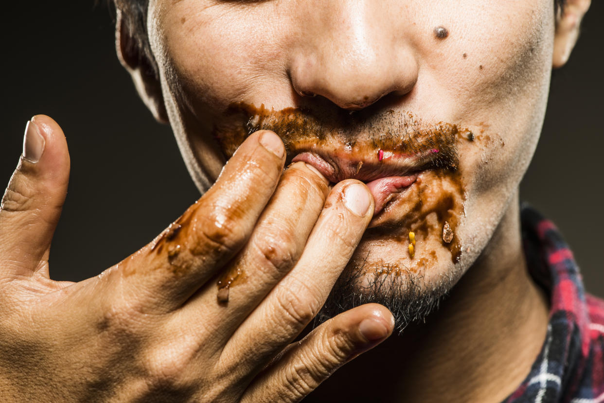 Lip-smacking and finger-licking seem to be more prevalent in public these days. (Photo: Yagi Studio via Getty Images)