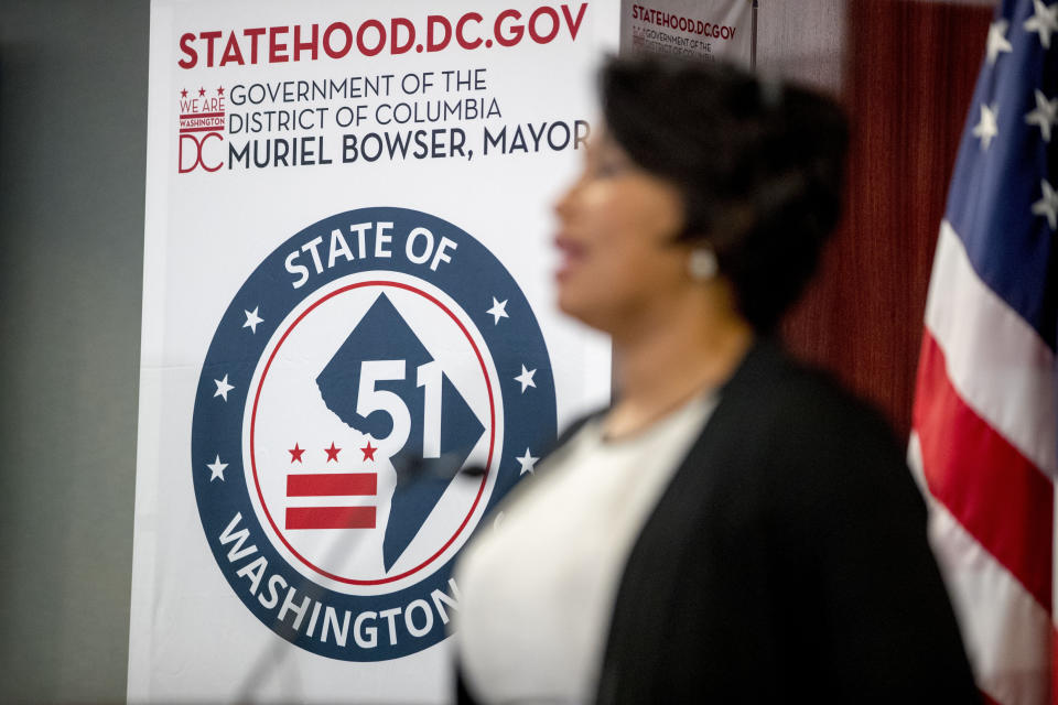 District of Columbia Mayor Muriel Bowser speaks at a news conference on District of Columbia statehood on Capitol Hill, Tuesday, June 16, 2020, in Washington. House Majority Leader Steny Hoyer of Md. will hold a vote on D.C. statehood on July 26. (AP Photo/Andrew Harnik)