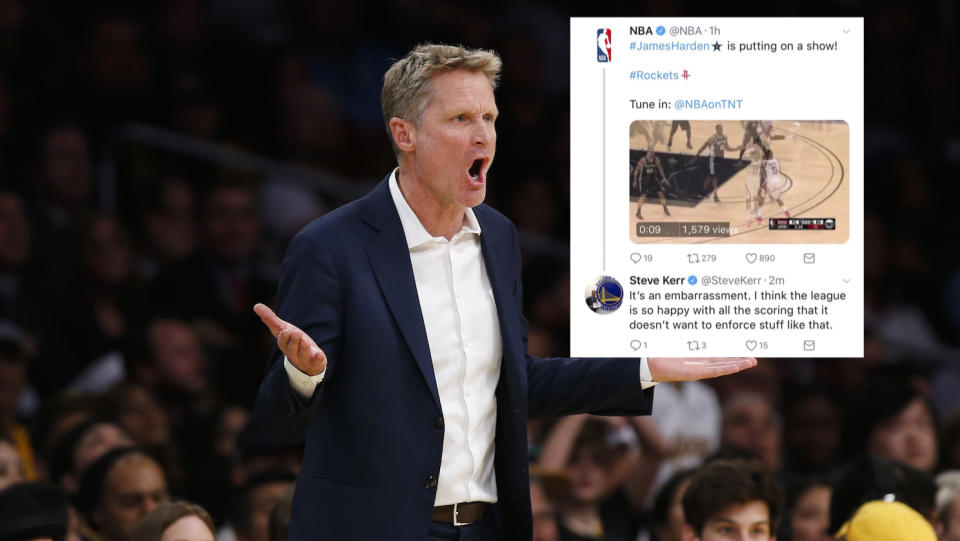 Warriors coach Steve Kerr deleted his response to the NBA on Thursday night. (AP)