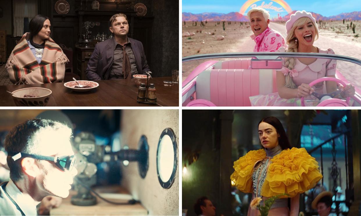 <span>Clockwise from top left: Killer of the Flower Moon, Barbie, Poor Things, Oppenheimer.</span><span>Composite: Apple/ Warner Bros / Searchlight Pictures/ Universal</span>